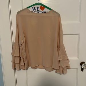 Pink blouse with 3/4 ruffle sleeve